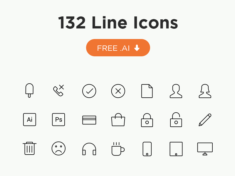 Free Minimal Icon Sets - 132 Line Icons
