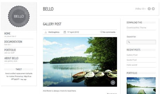 Bello free wordpress theme
