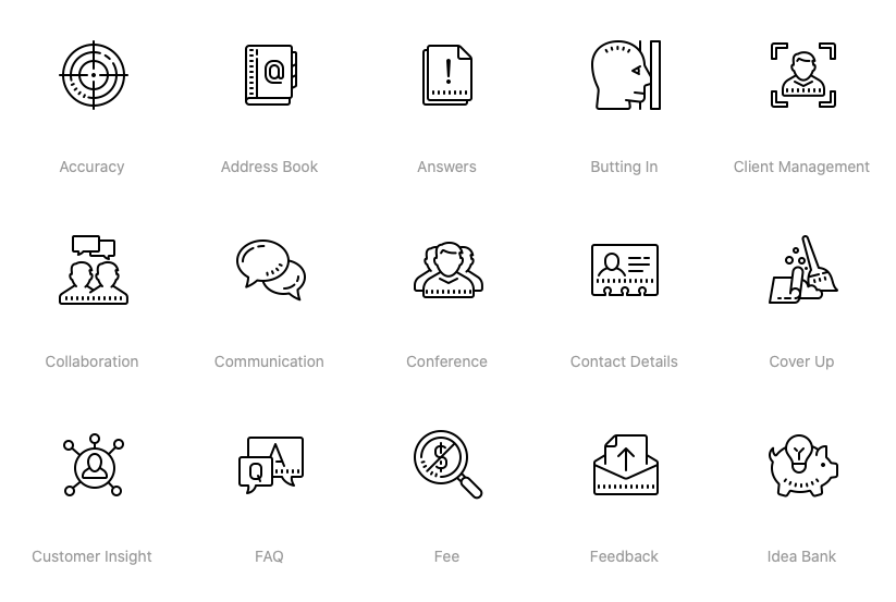 Business Icon Set - Cute Outline Icons of Business