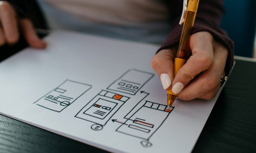 website flow sketching from input field