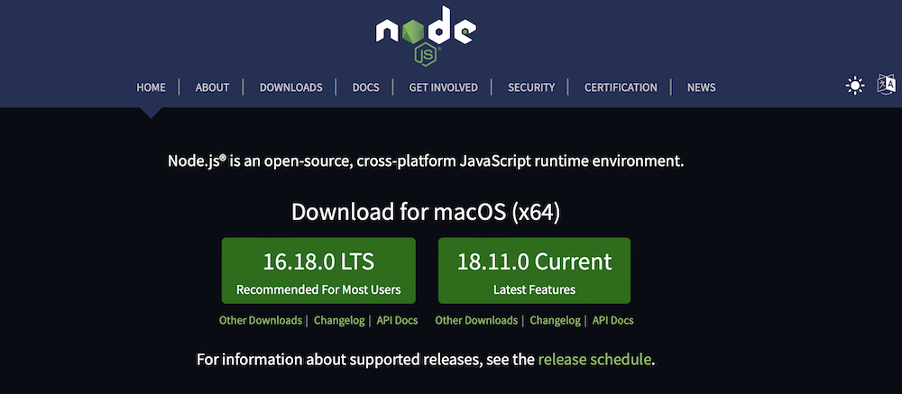 Node.js website