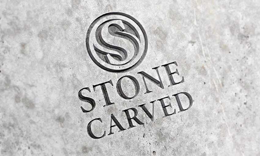 Example of Carved Stone Logo Mockup PSD