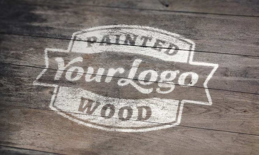 Example of Painted Wood Logo MockUp