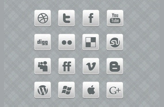 Clean Black And White Social Media Icon Set