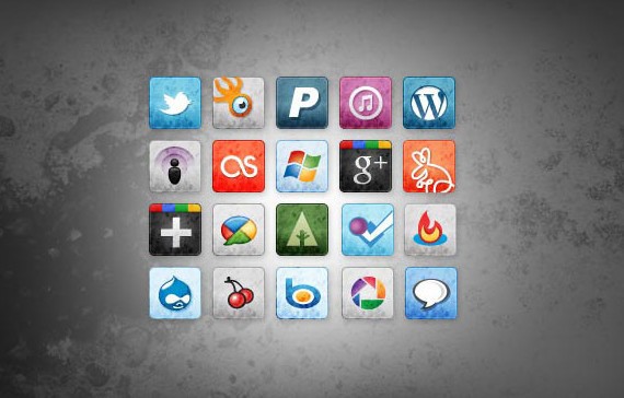 Free Stained and Faded Social Media Icons Vol 2