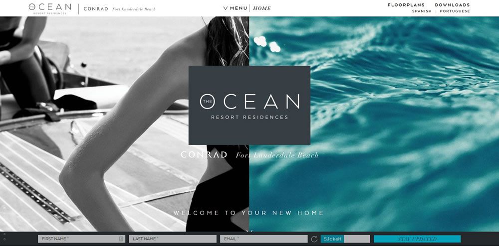 Ocean Resort Residences split screen web design layout