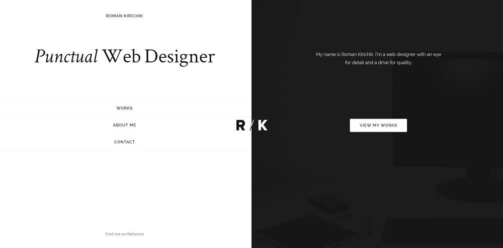 Roman Kirichik split screen web design layout