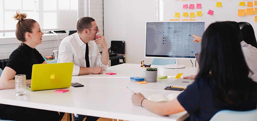 People in a business meeting.