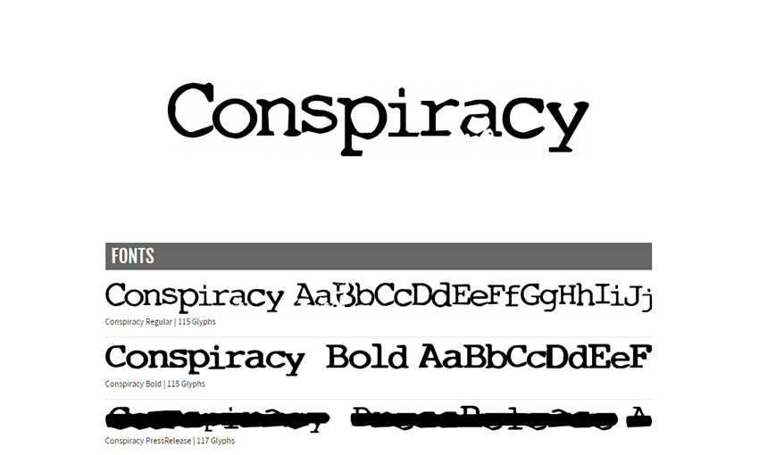 Example of Conspiracy by Nerfect Type Laboratories