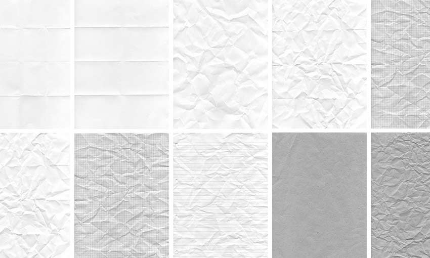 Example of Crumpled Paper Textures Set